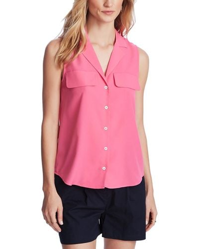 Court & Rowe Sleeveless Button-down Blouse - Pink