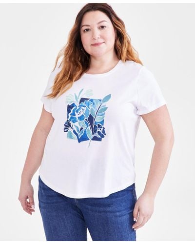 Style & Co. Plus Size Graphic Print T-shirt - White