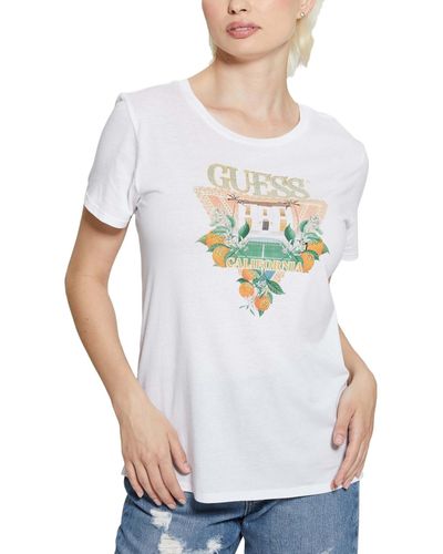 Guess Embellished Mansion Logo Easy T-shirt - White