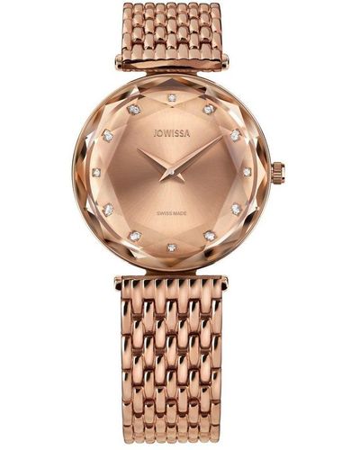 JOWISSA Facet Brilliant Swiss Rose Gold Plated Ladies 30mm Watch - Metallic