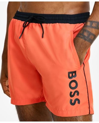 BOSS Boss By Logo 6" Swim Trunks - Red