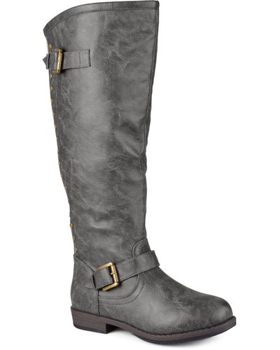 Journee Collection Extra Wide Calf Spokane Studded Boot - Gray
