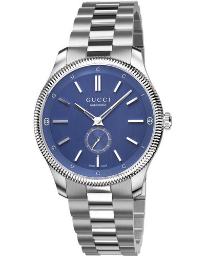 Gucci Swiss Automatic G-timeless Stainless Steel Bracelet Watch 40mm - Blue