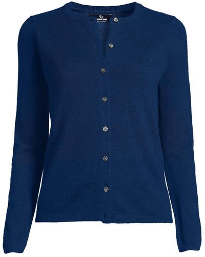 Lands' End Cashmere Cardigan Sweater - Blue