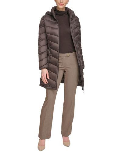 Charter Club Packable Hooded Puffer Coat - Brown