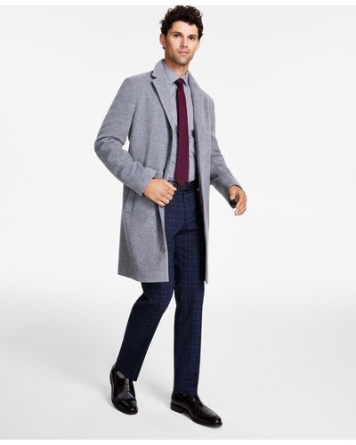 Tommy Hilfiger Addison Wool-blend Trim Fit Overcoats - Gray