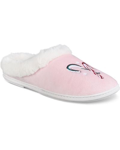 Charter Club Candy Cane Hoodback Slippers, Created For Macy's - Pink