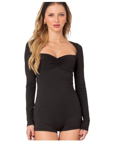 Edikted Sugar Long Sleeve Romper - Black