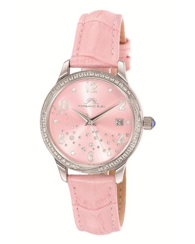 Porsamo Bleu Ruby Genuine Leather Band Watch 1142brul - Pink