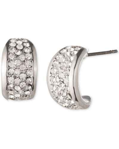 Givenchy Tone Small Pave huggie Hoop Earrings - White