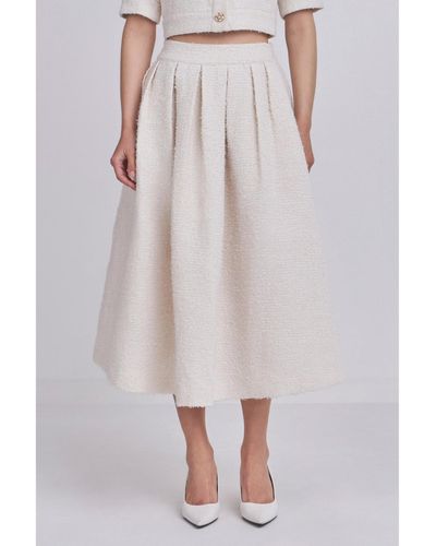 Endless Rose Tweed Maxi Skirt - White