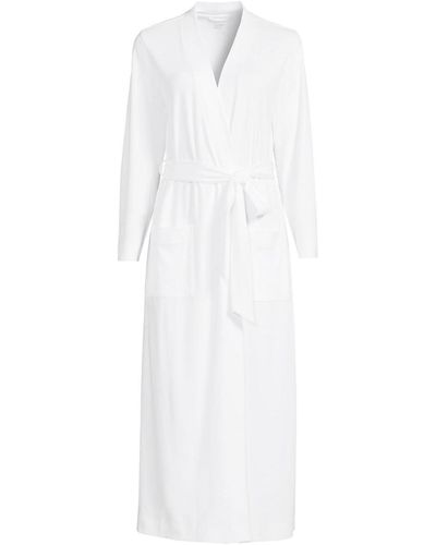 Lands' End Cotton Long Sleeve Midcalf Robe - White