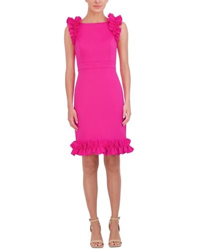 Eliza J Ruffled-trim Sheath Dress - Pink