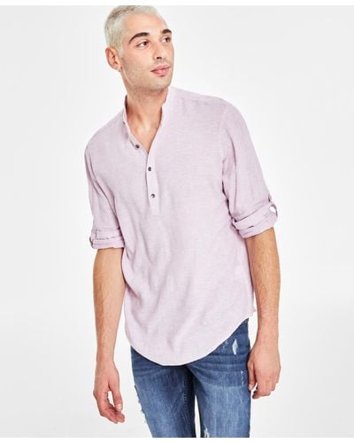 INC International Concepts Regular-fit Linen Popover Shirt - White