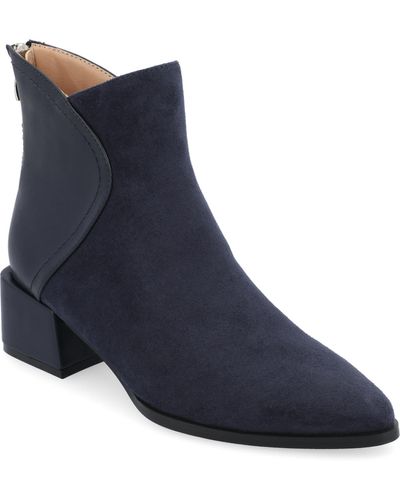 Journee Collection Consuello Tru Comfort Foam Two Tone Pointed Toe Booties - Blue