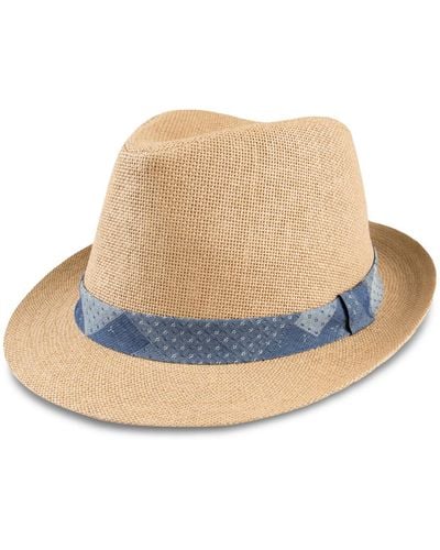 Levi's Fedora Hat With Patchwork Band - Natural
