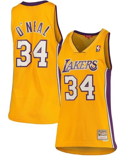 Mitchell & Ness Shaquille O'neal Gold Los Angeles Lakers 1999-00 Hardwood Classics Swingman Jersey - Multicolor