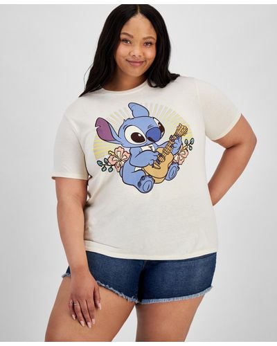 Disney Trendy Plus Size Ohana Stitch Graphic T-shirt - Gray