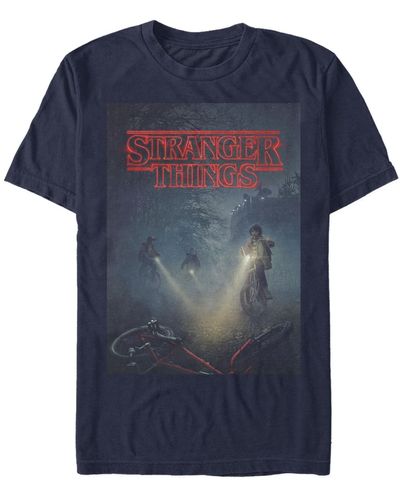 Fifth Sun Stranger Things Search Party Poster Short Sleeve T-shirt - Blue