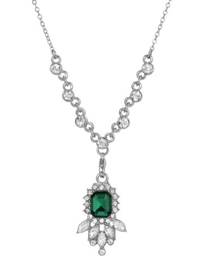 2028 Silver Tone And Crystal Pendant Necklace - Metallic
