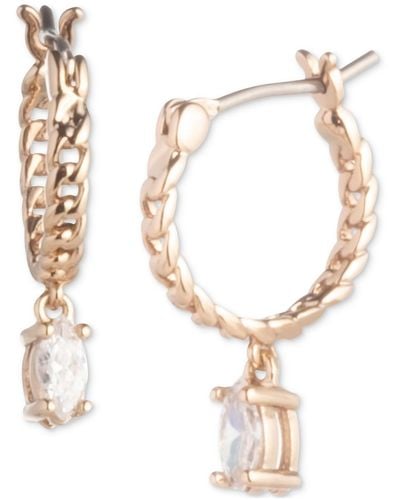 Givenchy Gold-tone Cubic Zirconia Charm Chain Link Hoop Earrings - Metallic