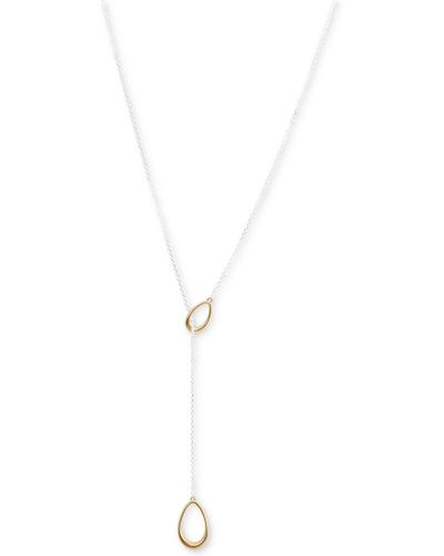 Lucky Brand Teardrop 28" Lariat Necklace - Metallic