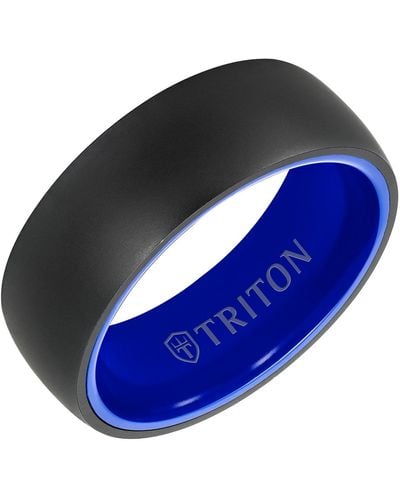 Triton Rounded Edge Wedding Band - Blue