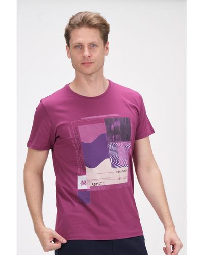 Ron Tomson Modern Print Fitted Admission T-shirt - Purple