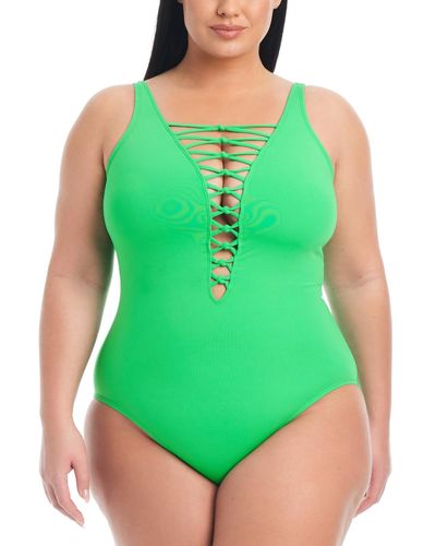 Bleu Rod Beattie Plus Size Lets Get Knotty One-piece Swimsuit - Green