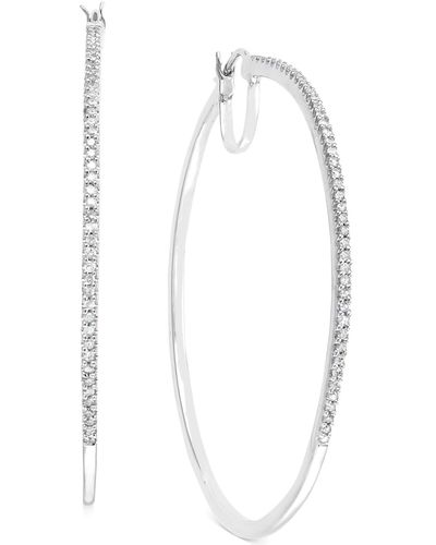 Macy's Diamond Oversized Hoop Earrings In 14k Gold Over Sterling Silver (1/2 Ct. T.w.) - Metallic
