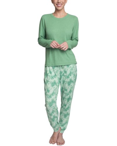 Muk Luks Supersoft Ribbed Pajama Set - Green