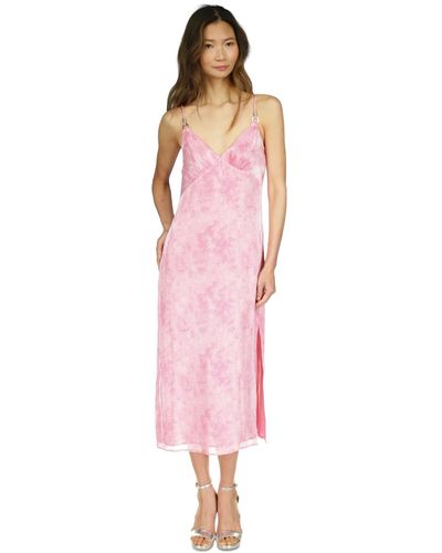 Michael Kors Michael Tonal-print Slit Slip Dress - Pink