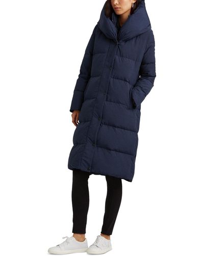 Lauren by Ralph Lauren Oversized-collar Hooded Down Coat - Blue