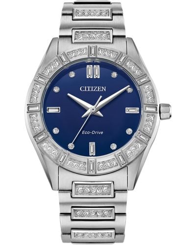 Citizen Eco-drive Crystal Stainless Steel Bracelet Watch 34mm - Gray