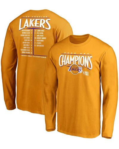 Fanatics Los Angeles Lakers 2020 Nba Finals Champions Streaking Dunk Roster Long Sleeve T-shirt - Orange