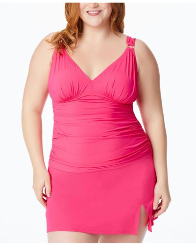 Bleu Rod Beattie Plus Size Ring Me Up Over Tankini Top & High-waist Swim Skirt - Pink