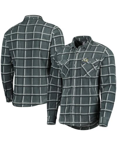 Antigua Green Bay Packers Industry Flannel Button-up Shirt Jacket - Gray