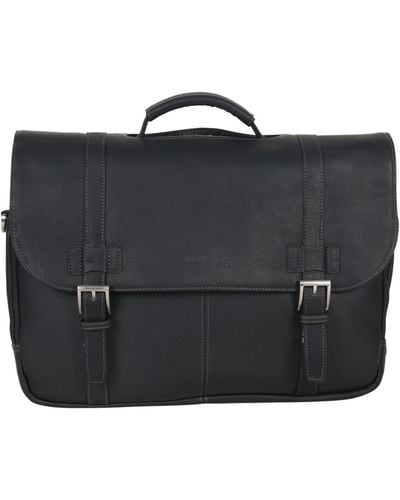 Kenneth Cole Colombian Leather Flapover 15.6" Laptop Bag - Black