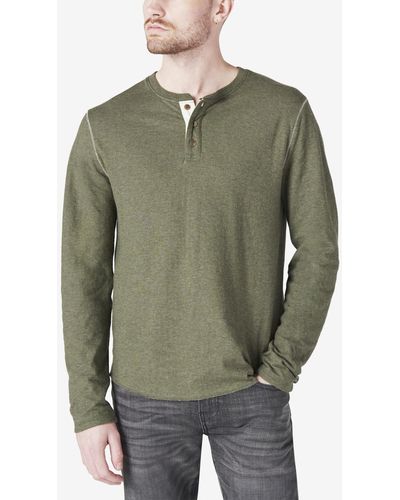 Lucky Brand Duo-fold Henley Long Sleeve Sweater - Green