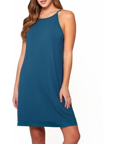 iCollection Malachite Solid Soft Knit Chemise - Blue