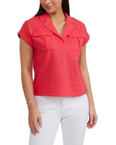 Ellen Tracy Camp Shirt Collar Popover - Red