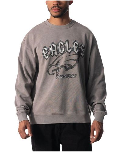 The Wild Collective And Philadelphia Eagles Distressed Pullover Sweatshirt - Gray