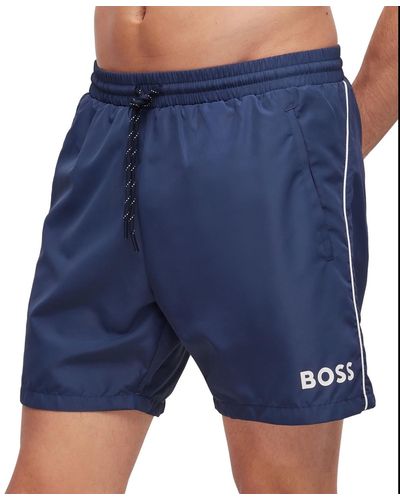 BOSS Boss By Quick-drying Logo Swim Shorts - Blue