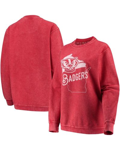 Pressbox Wisconsin Badgers Comfy Cord Corduroy Crewneck Sweatshirt - Red