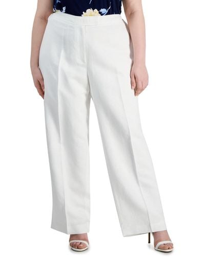 Anne Klein Plus Size High Rise Fly-front Wide-leg Pants - White