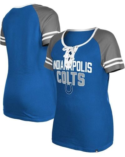 KTZ Indianapolis Colts Raglan Lace-up T-shirt - Blue