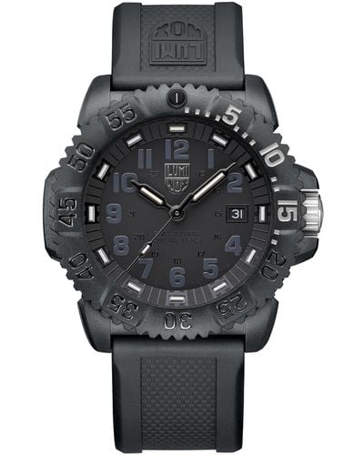 Luminox Swiss Navy Seal Colormark Foundation Exclusive Black Rubber Strap Watch 44mm - Gray
