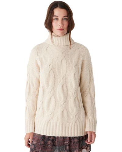 Frank And Oak Cable-knit Turtleneck Sweater - Natural