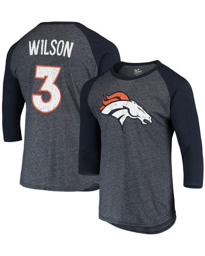 Majestic Threads Women's Majestic Threads Russell Wilson Navy Denver  Broncos Name & Number Raglan 3/4 Sleeve T-Shirt