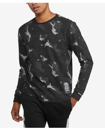 Ecko' Unltd Big And Tall All Over Print Stunner Thermal Sweater - Black
